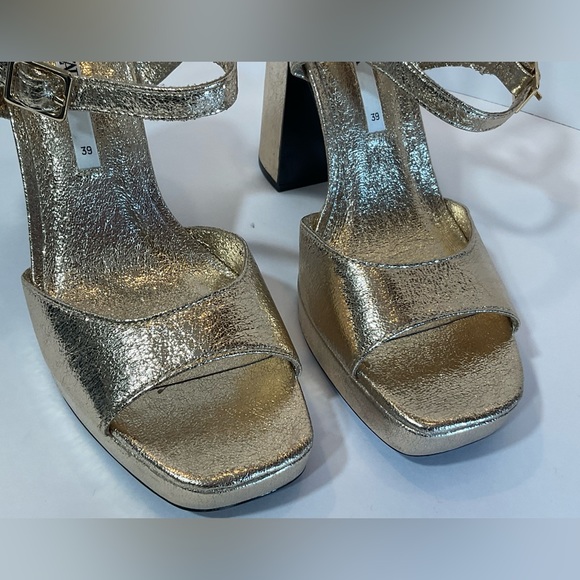Zara gold metallic platform sandals nwt size 8 3332/810 - Picture 9 of 15